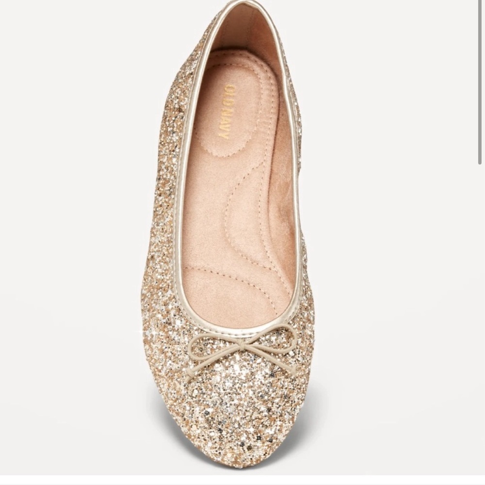Glitter Bow-Tie Ballet Flat Shoes for Women